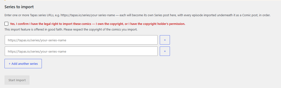 Import Series from Tapas.io into WordPress